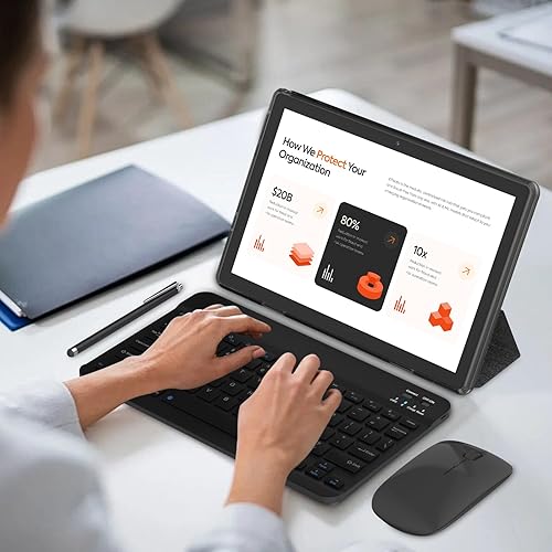 Miniatura 6 de COOPERS Tablet 2 en 1 de 10 pulgadas, Android 13 Tablet con teclado, 8 GB de RAM 128 GB ROM, WiFi 2.4G5G, tableta de computadora con funda, ratón,