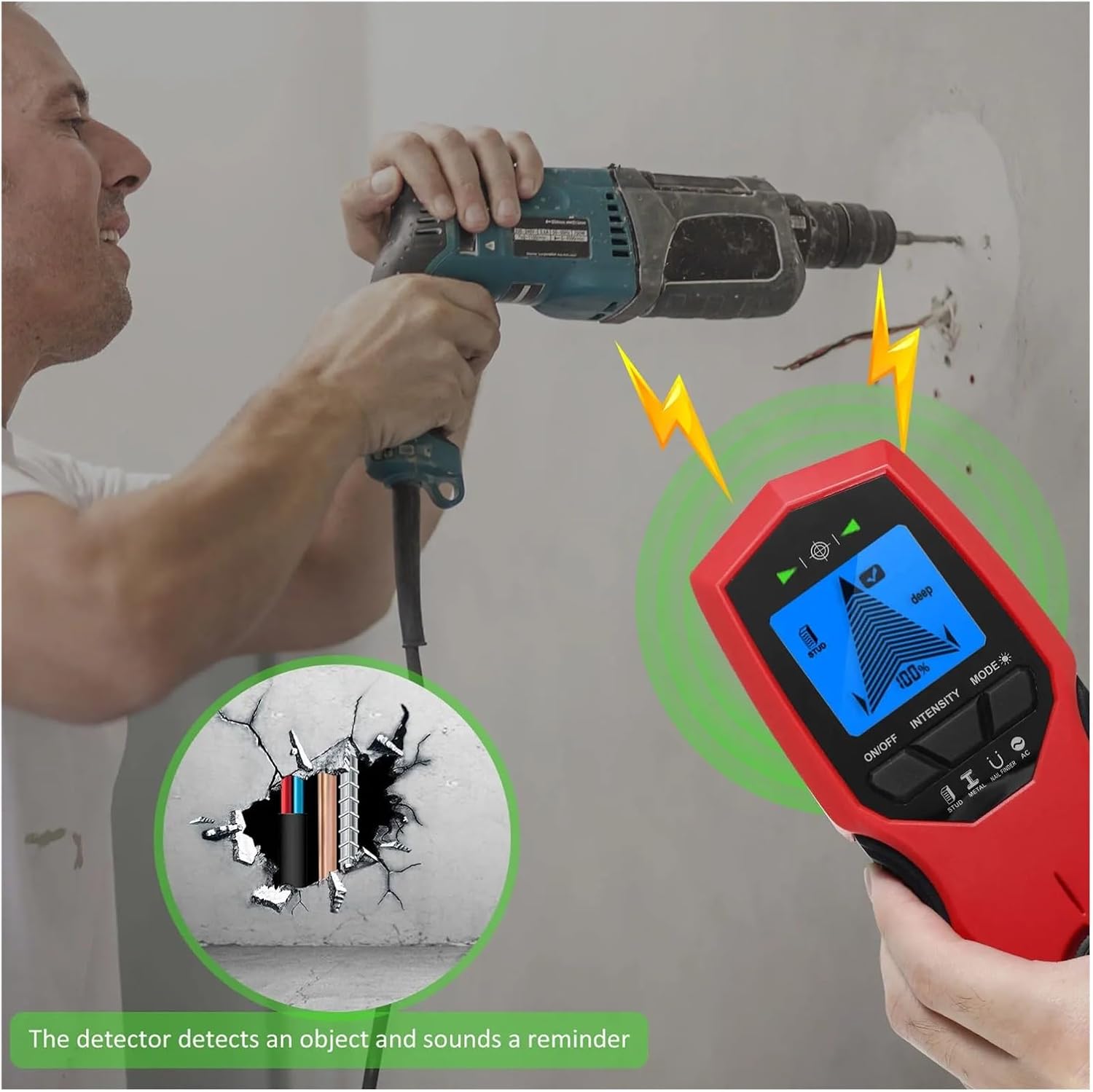 Stud Finder Wall Scanner 7 in 1 Multifunctional Electronic Stud Sensor with LCD Display AC Wire Detector Wall Wood Metal Easy to Use