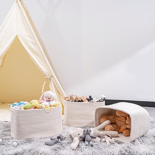 Miniatura 10 de Kriitools Black Woven Rope Storage Cube Baskets for Organizing, Closet Storage Baskets Bins for Shelves, Baby Nursery Towel Toy Cube Bins,