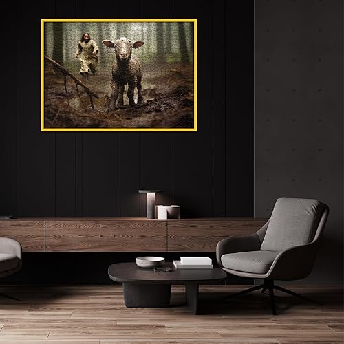 Miniatura 8 de Rompecabezas cristiano para adultos de 1000 piezas, rompecabezas religiosos de Jesús, rompecabezas de oveja con lámpara para sala de estar, pintura