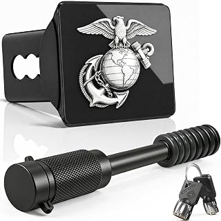 Marine Corps Eagle Globe Anchor Trailer Hitch Cover for 2 Inch Receivers with 7/8-Inch Pin Diameter Trailer Hitch Lock
