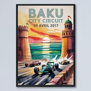 Vintage F1 Racing Poster–Baku City Circuit 29 Avril 2017 Circuit Motorsport Wall Art–Retro Formula 1 Race Car Print, Unique Gift for Fans, Office, Living Room, Home & Garage Décor txF5Ot