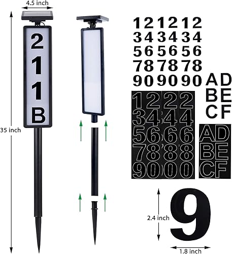 Miniatura 5 de FORUP Letrero de números de dirección de casa con luz solar, luz solar con números de casa, placa de dirección iluminada por LED para exteriores,