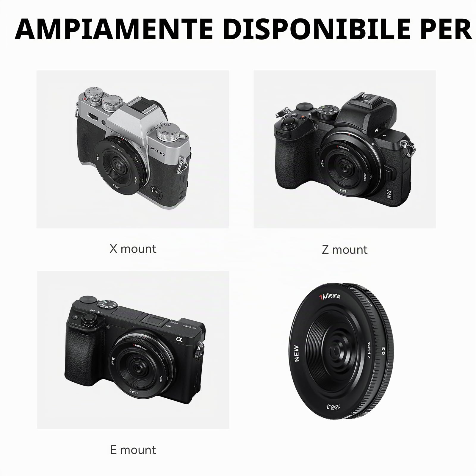 7artisan - Obiettivo ultra sottile APS-C Prime da 18 mm F6.3, adatto per fotocamere compatte mirrorless Sony A7 A7II A7III (A7M3) A7R A7RIII A7S A7SIII A6000 A6300