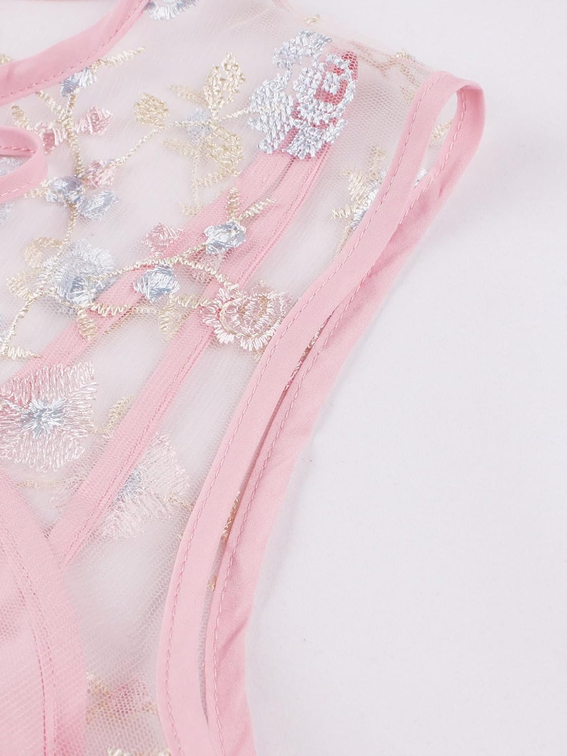 Sleeveless Floral Embroidery Dress for Women Flower Embroidery Tulle Prom Dress Mesh Illusion Keyhole Wedding Party Tea Dress - Image 4