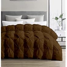 SLEEP-NEST Oversized King Comforter 116 x 98 - All-Season Hotel Luxury Down Alternative - Pintuck Pinch Pleat Design with 8 Corner Tabs - Ultra Soft, Breathable, Extra Large Quilt - Brown
