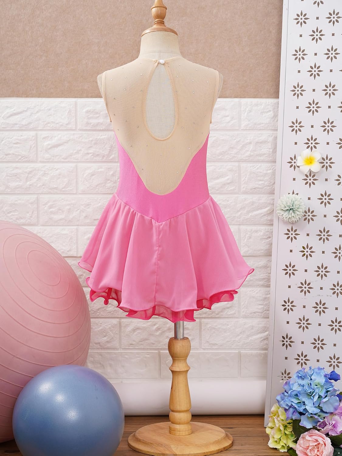 Linjinx Kids Girls Figure Ice Skating Dress Sleeveless Roller Skating Princess Dance Gymnastic Competition Costume