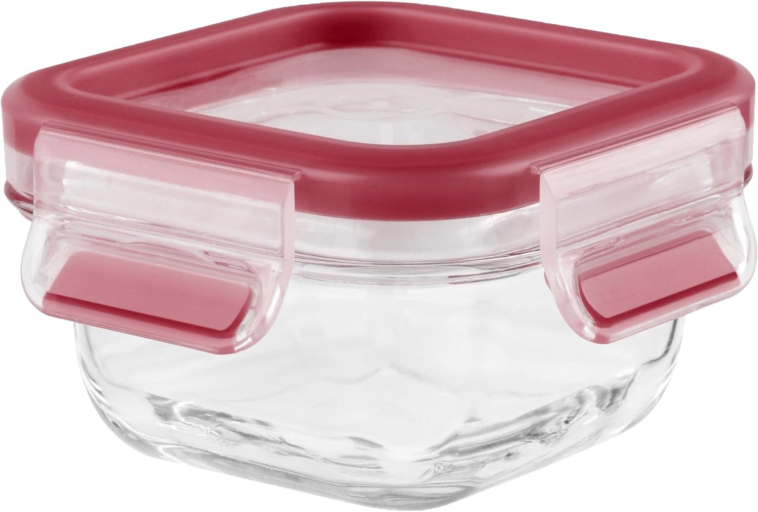 Tefal Master Seal Square Glass Food Storage, Clear/Red, 0.2 Litre