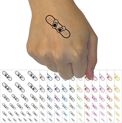 Snowboard with Boot Bindings Extreme Winter Sports Temporary Tattoo Water Resistant Fake Body Art Set Collection - Brown (One Sheet)