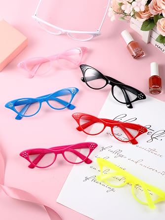 Kanayu 35 Pairs Cat Eye Glasses 50s Sock Hop Party Decor