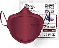 Vista 2 de BNX - Paquete de 20 mascarillas KN95, mascarilla desechable de partículas KN95 fabricada en Estados Unidos, estilo tri-fold cup/fish