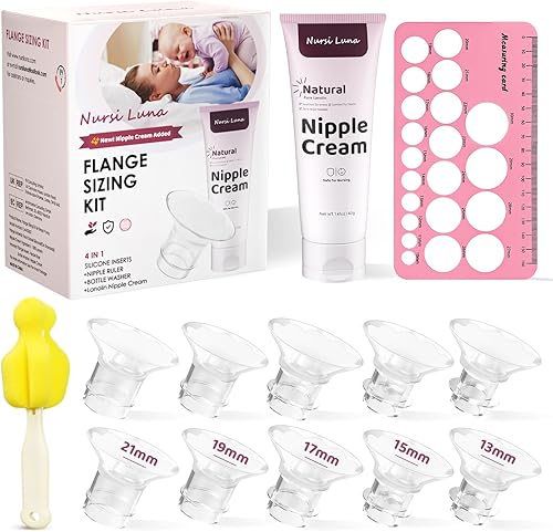 Kit de Dimensionamiento de Brida Nursi Luna 3 en 1 con 10 Piezas de Insertos de Brida 13/15/17/19/21mm, Kit de Insertos de Brida de Silicona para