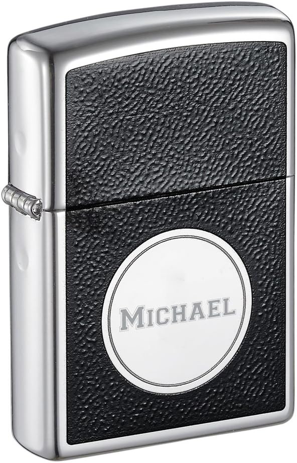 Personalized Zippo Circle Design High Polish Chrome Windproof Lighter with Free Engraving
