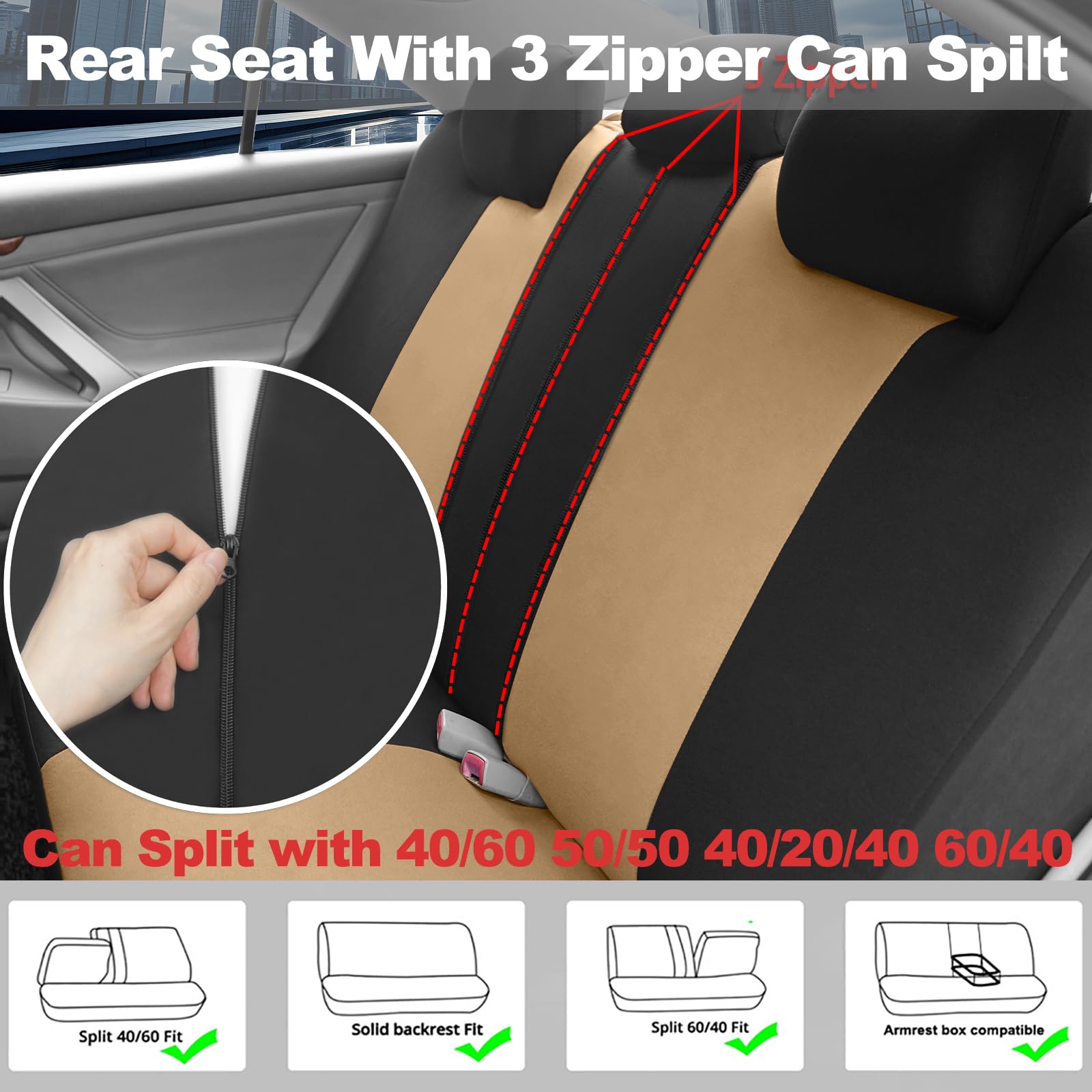 Coprisedili per auto per VW Tiguan Limited 2015-2019, Set fodere protezione sedili poliestere, Accessori Auto Interno Lavabile（5 pcs Copri sedili anteriori e posteriori）
