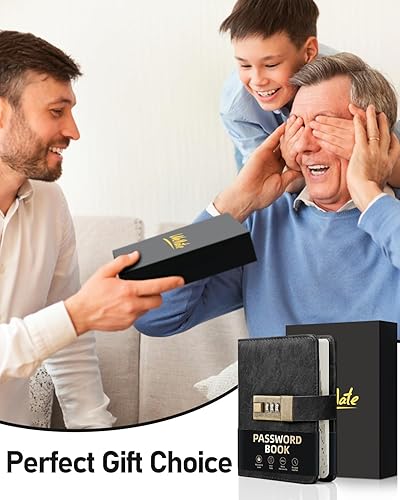 Miniatura 3 de WEMATE - Libro de contraseñas con cerradura libro de contraseñas con pestañas alfabéticas más de 600 espacios de contraseña direcciones de Internet