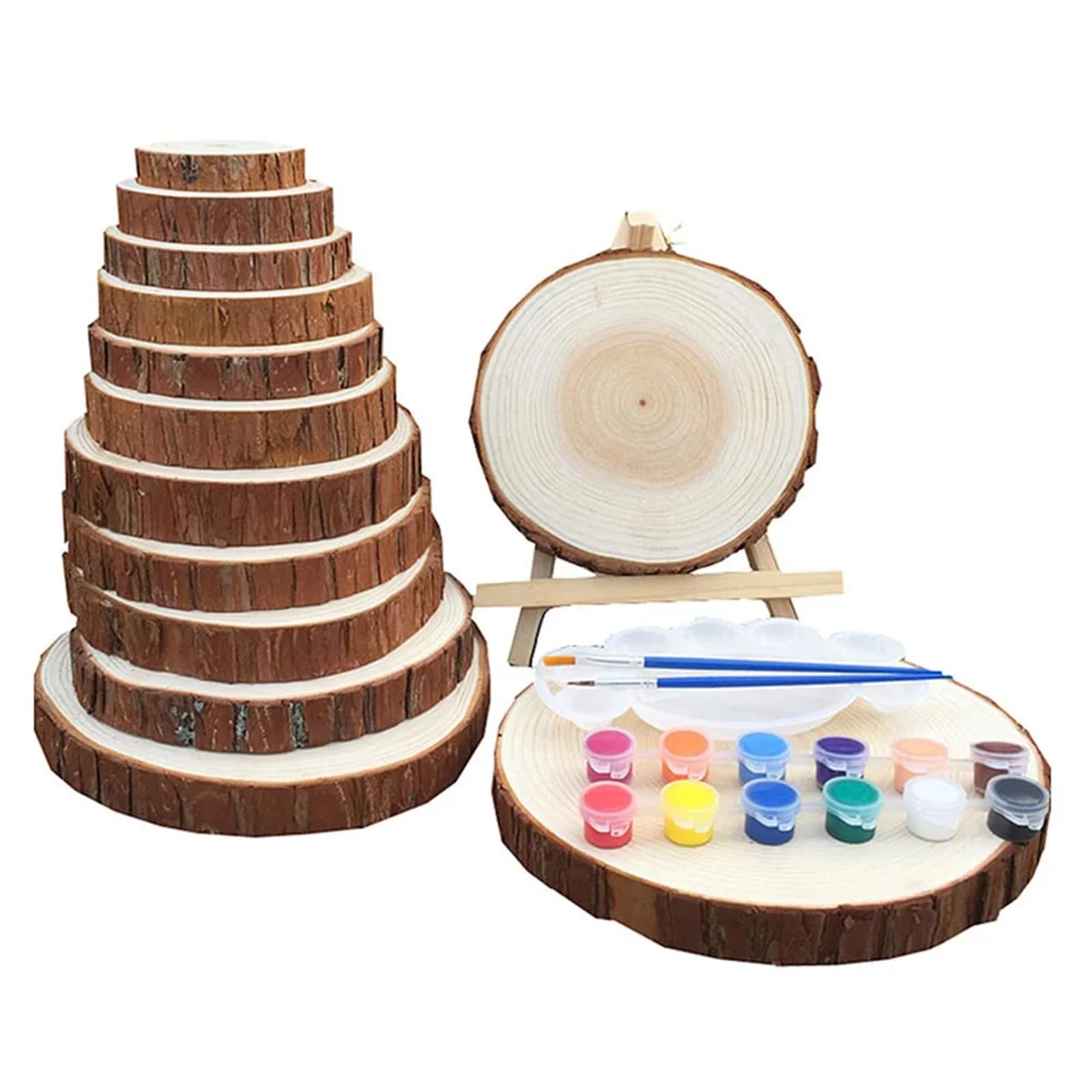 plastry drewna 3~12cm Naturalne Sosnowe Okrągłe Niedokończone Plastry Drewna Koła z Korą Drzewną Kłody Rzemiosło DIY Wesele Malowanie(4cm 6pcs)