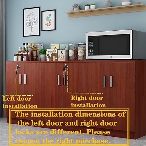 Miniatura 7 de Cerradura de gabinete de doble puerta para cajón de gabinete con llave similar Cerradura de puerta doble montaje de puerta lateral izquierda.