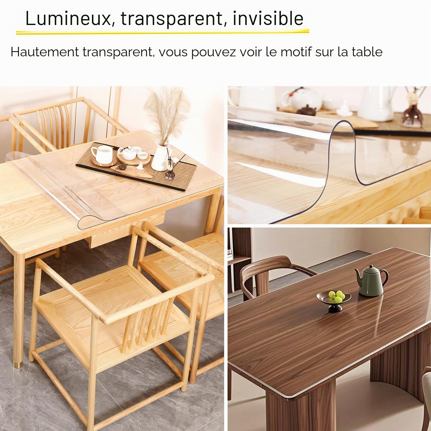 Nisorpa Protection de table transparente en PVC 200 x 100 cm