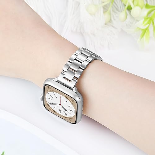 Miniatura 5 de Melyis Correa delgada de metal compatible con correas de Apple Watch para mujer de 1.575 pulgadas, 1.614 pulgadas, 1.496 pulgadas, correas clásicas