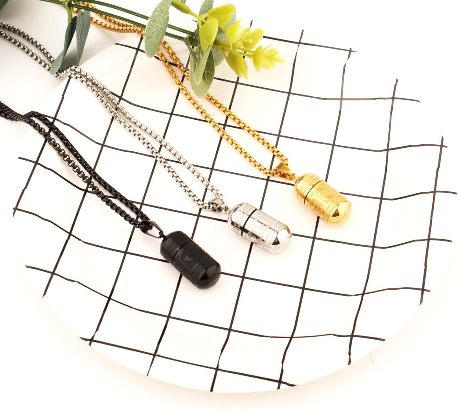 Tibetan Buddhist Meditation Stainless Steel Pendant Memorial Cremation Ash Pill Container Necklace 23.6+1.96" Chain - Image 5