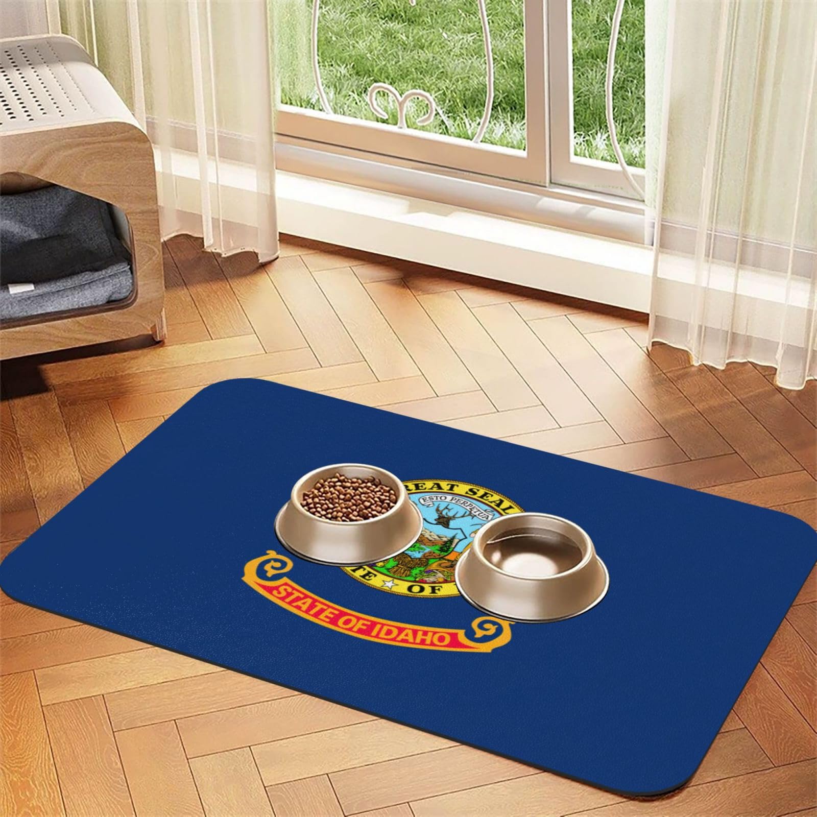 Tapis d'alimentation Idaho pour chien et chat antidérapant en cuir PU