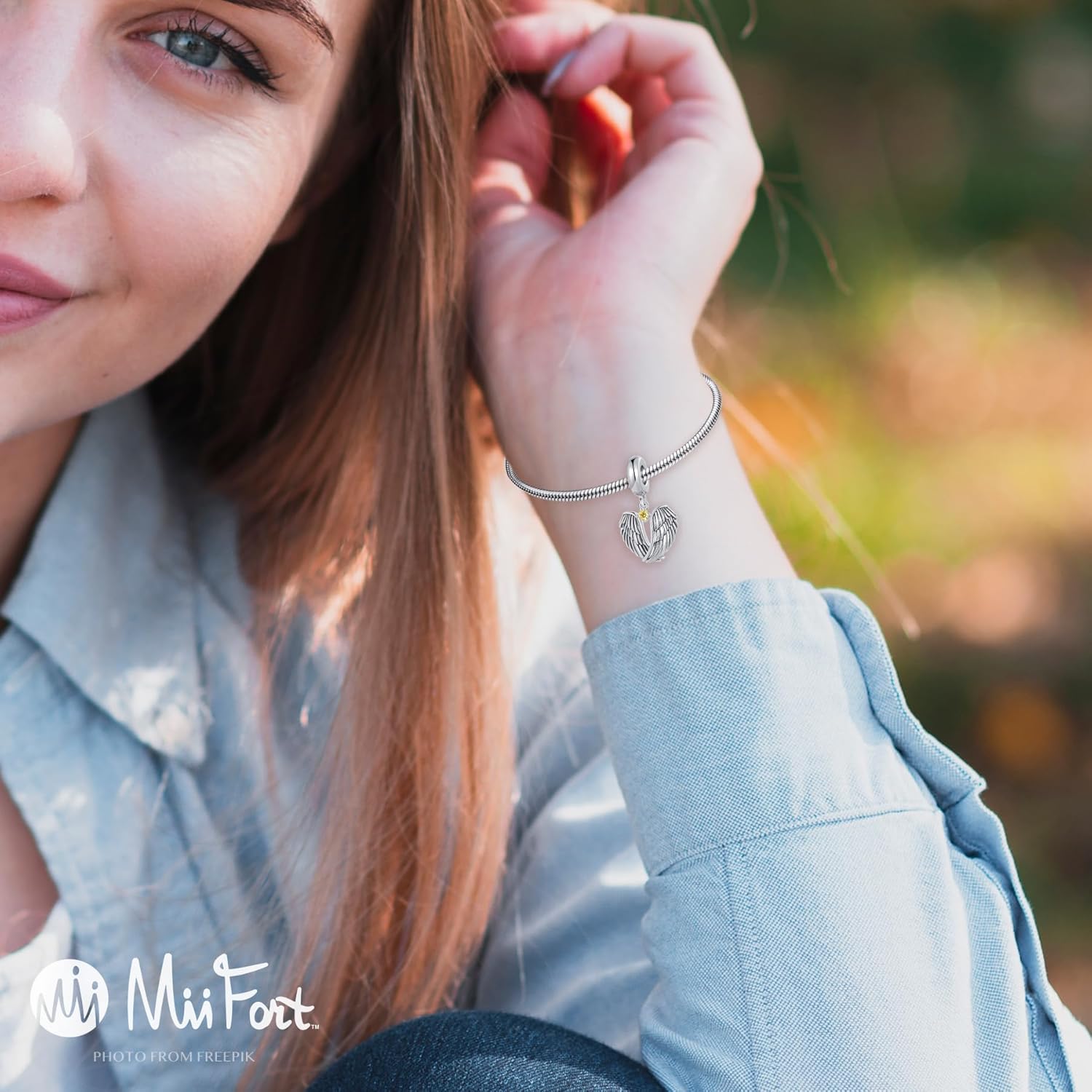 Wings of Angels Love Protection Cubic Zirconia Birthstones Dangle Charm Compatible with Pandora Charms Bracelets - Image 4