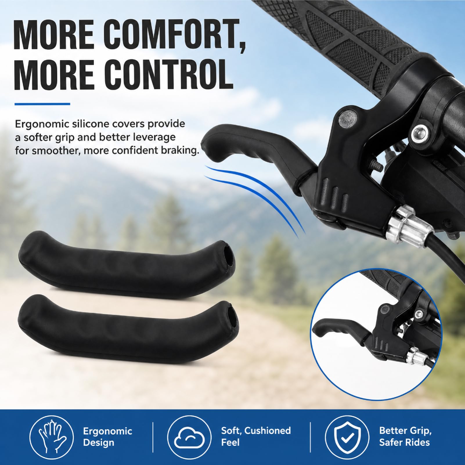 Bike Brake Grips - Anti Slip Silicone Covers -4 Bike Brake Grips - Anti Slip Silicone Covers -4