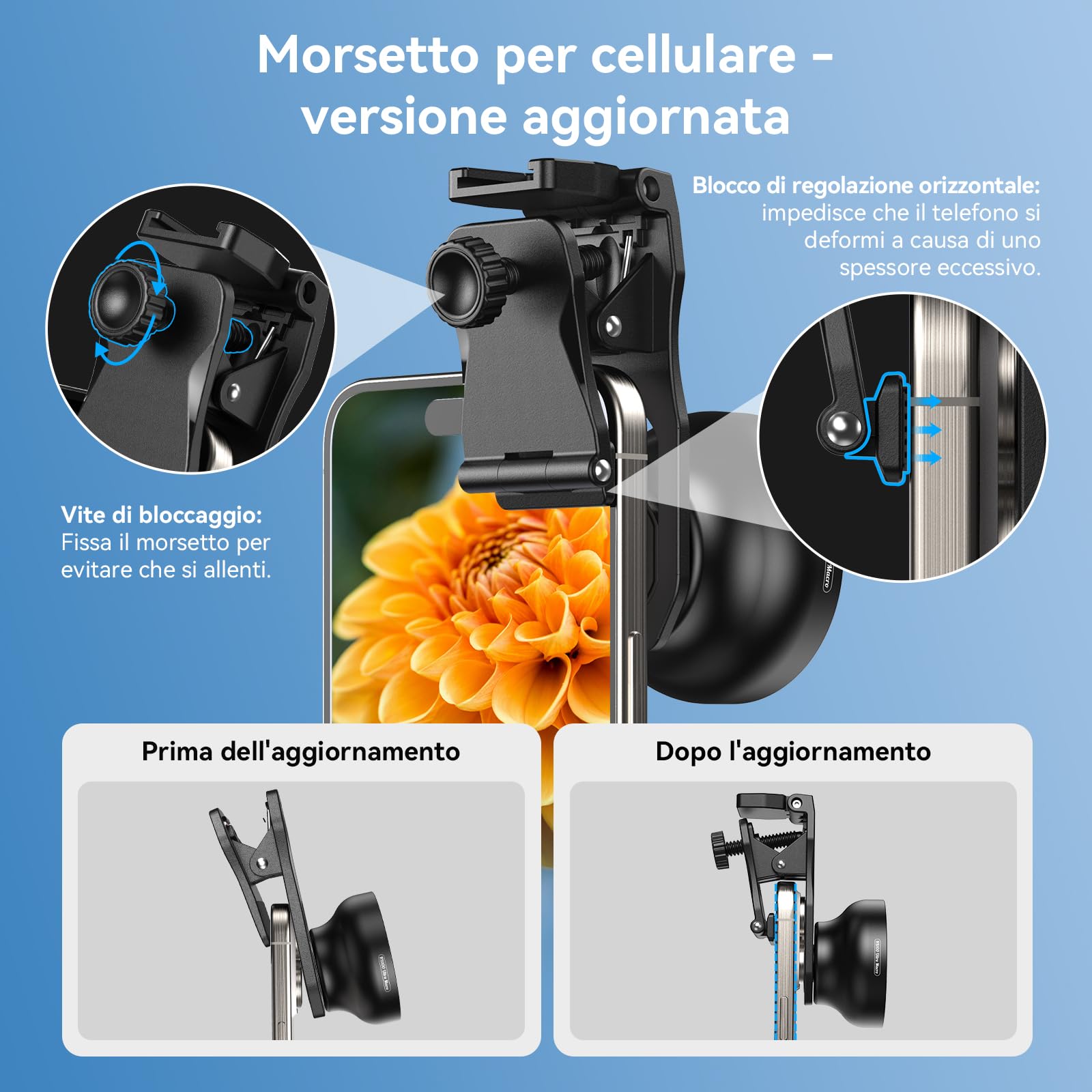APEXEL HB100 Ultra Lente Macro HD per Cellulare con Filtro CPL e Starlight da 52 mm, Apertura F1.05 e Rivestimento AF, Obiettivo Macro per Smartphone Adatto per iPhone, Samsung e altri Smartphone