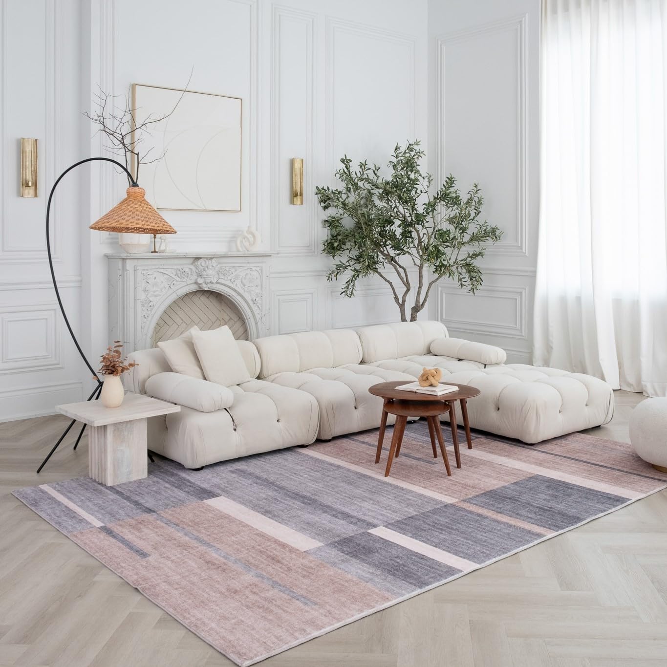 Rug Branch Eclipse 7' x 10' (Exact Size: 6'7" x 9'6") Non-Toxic, Child and Pet Safe, Mid-Century Modern - Indoor Area Rug, Brown Grey - Living Room, Bedroom, Dining Room, and Office
