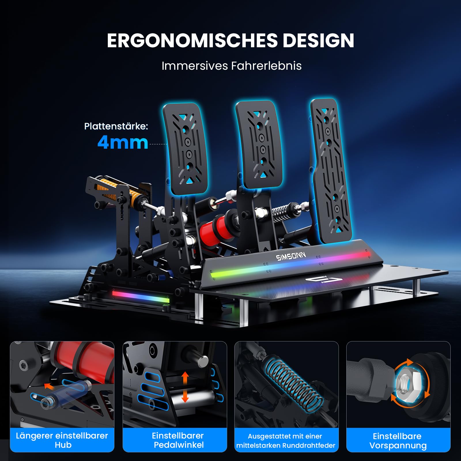 SIMSONN PRO X Ultra-Pedale, Sim-Racing-Pedale, PC-Racing-Simulator-Pedale (PRO X Ultra-P3-H3)