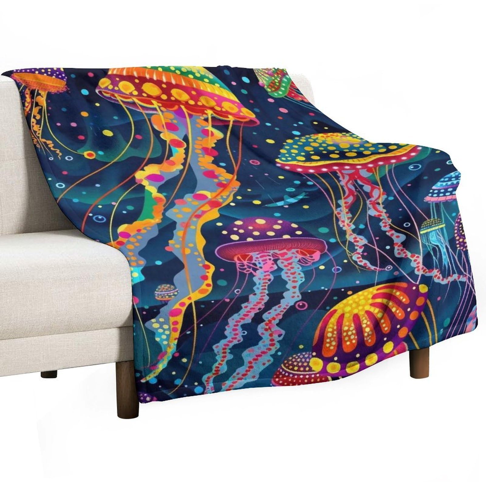 YHGSREUOH Yayoi-Kusama-Jellyfish_04 Flannel Blankets Fleece Soft Throw Lightweight Plush Gifts for Couch, Bed, Cozy Sofa Plush, Chair, Lovers 130x175cm(50x70in)