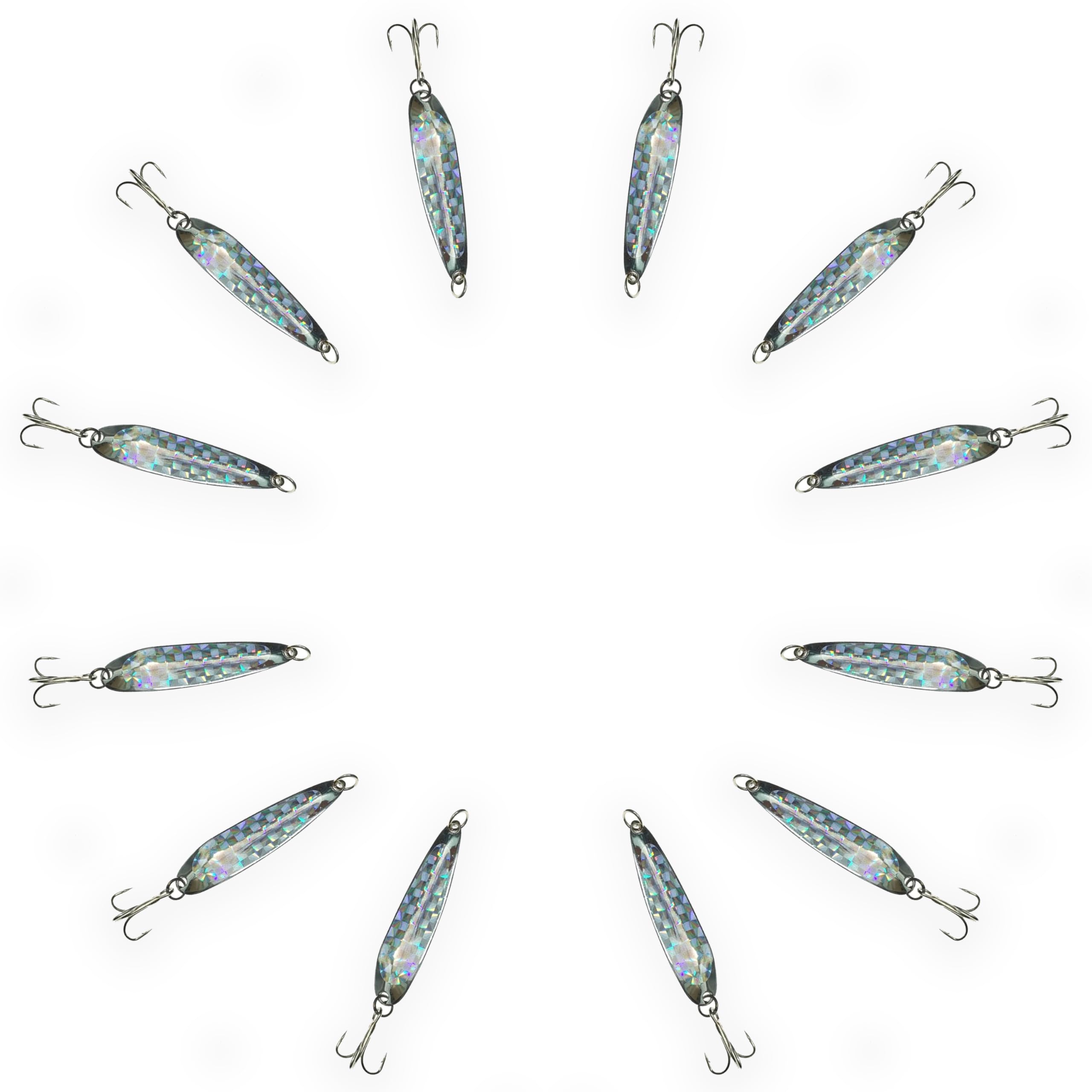 12 cucharas de pesca de cocodrilo, señuelos plateados resistentes de 1/2 onzas para pesca de trucha, lubina, lucioperca y agua salada