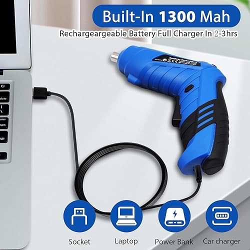 Miniatura 2 de Destornillador eléctrico inalámbrico, destornillador eléctrico recargable de 3.6 V con 47 accesorios, carga USB, pistola de tornillo de 3 Nm, mini