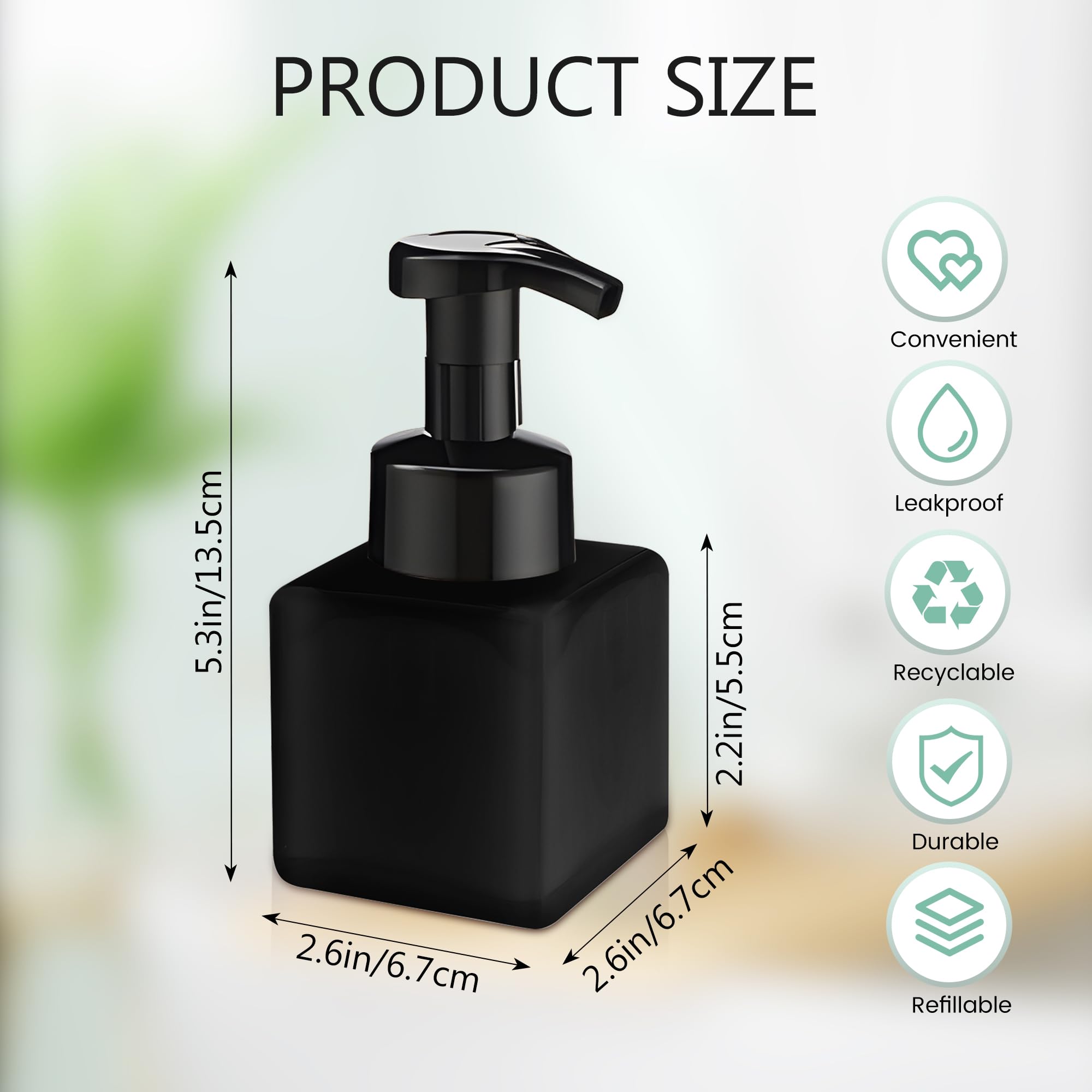 Confezione da 15 flaconi dispenser di sapone in schiuma da 250 ml, con pompa di chiusura a prova di perdite, contenitori vuoti ricaricabili per sapone per mani, shampoo, hotel, ristoranti, ufficio