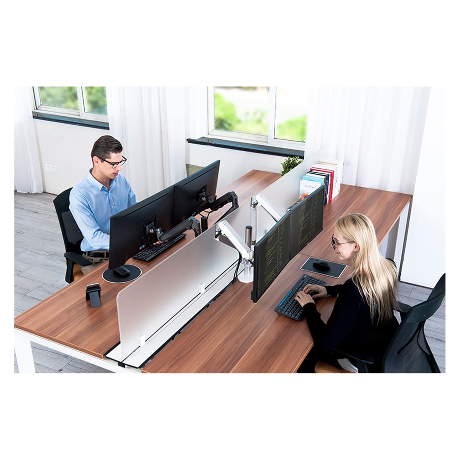 Escritorio 17-32 Pulgadas Brazo de Montaje Monitor Dual Soporte Aluminio Movimiento Completo Resorte Gas Carga 2-8 kg Cada uno(Silver Grey)