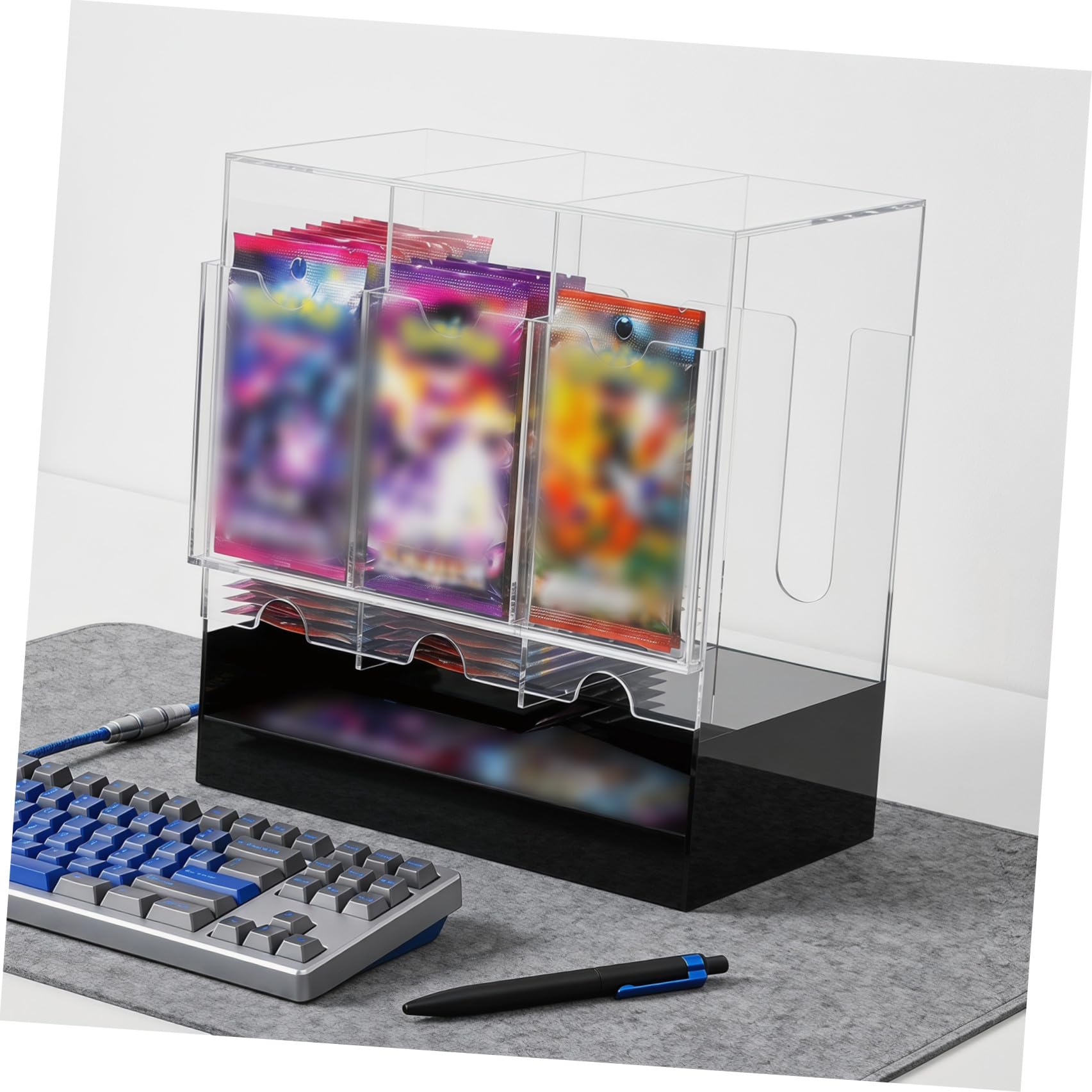 Boîte Acrylique Transparente pour Cartes à Collectionner, 3 Compartiments
