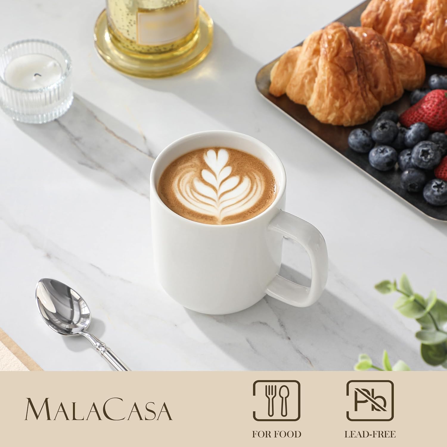 MALACASA Luna Porcelain Coffee Mug Set for 6 People