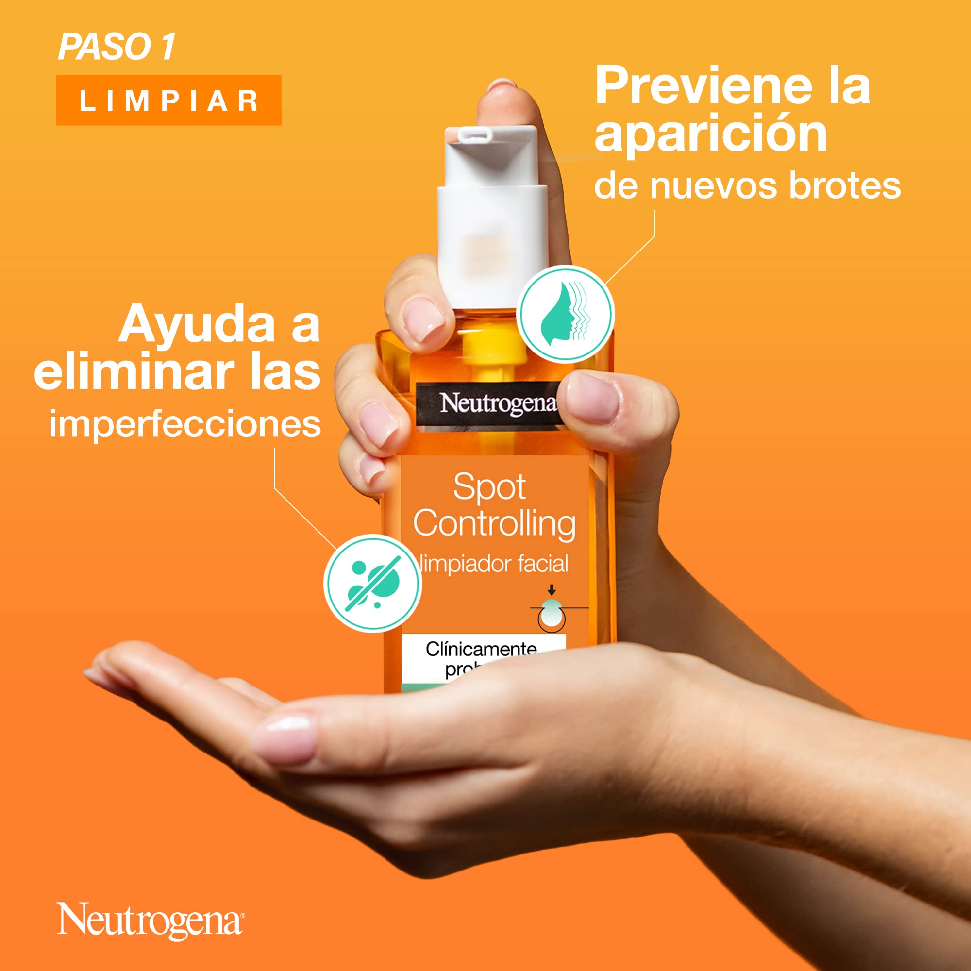 Neutrogena Visibly Clear Spot Controlling, rutina con ácido salicílico, contiene un gel limpiador facial (1x200 ml), un exfoliante facial (1x150 ml) y un hidratante facial (1x50 ml)