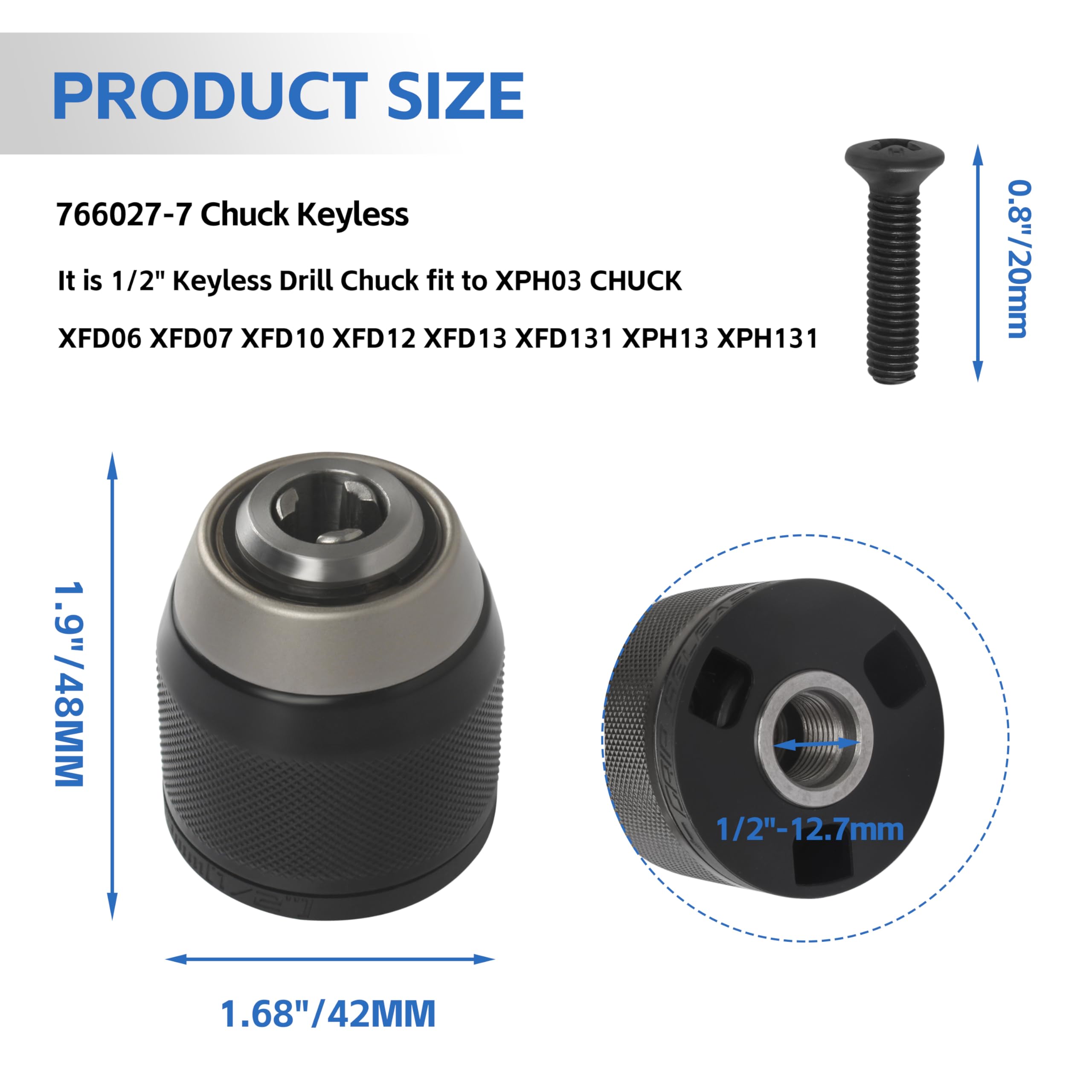 Amazon | 766027-7 キーレスハンドドリルチャック 2-13MM 交換用