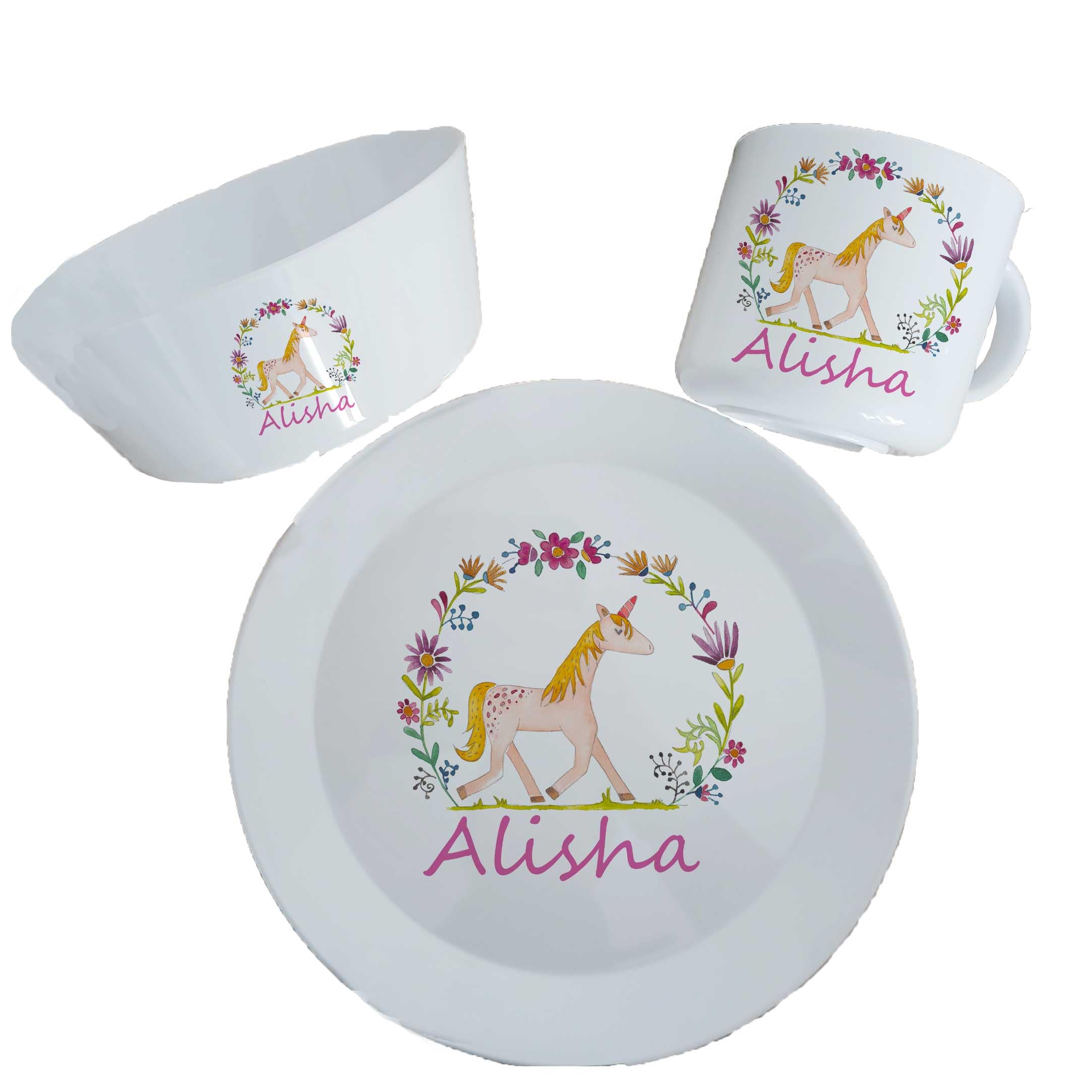 Personalised Baby Christening Dinner Set,New Baby Gift Set, Plate & Cup, Dinnerware Set
