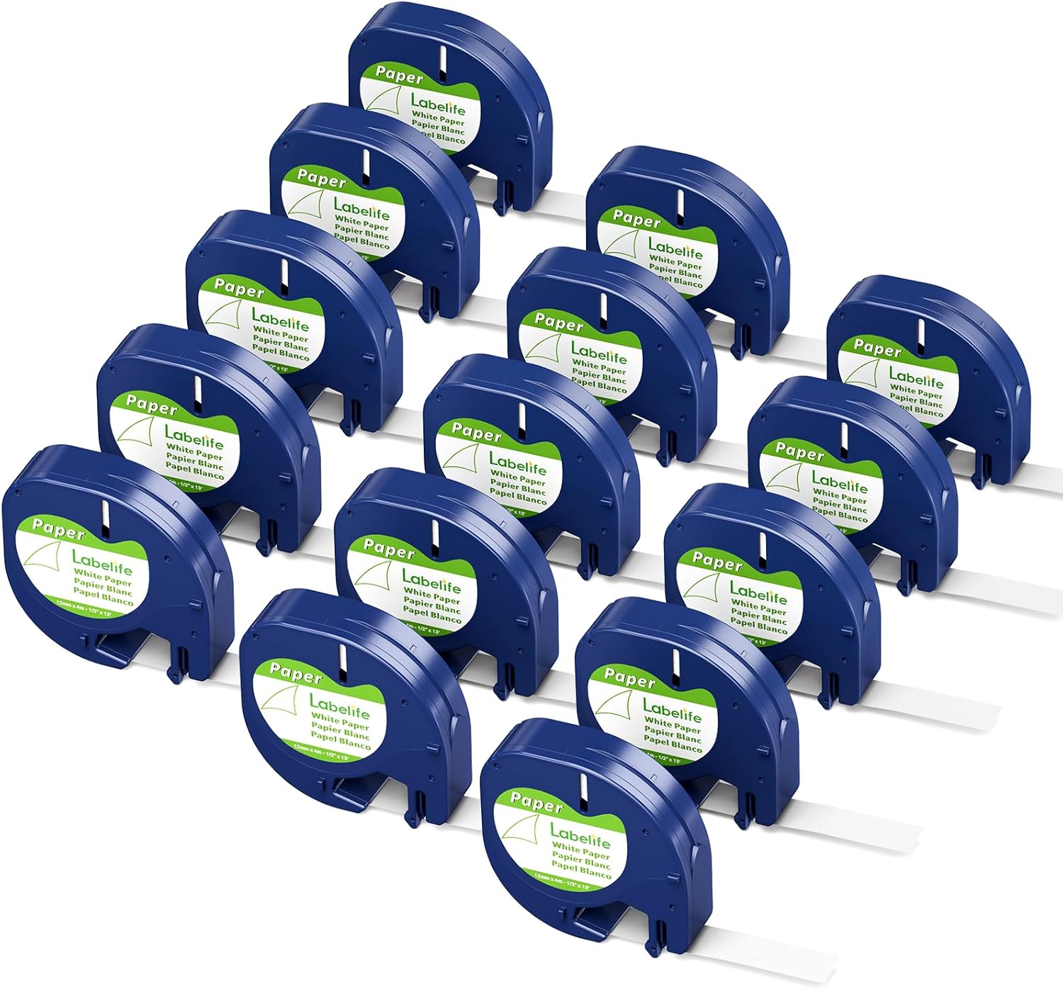 15-Pack Compatible with Dymo LetraTag Refills White Paper 12mm x 4m 1/2" x 13' 91330 10697 Label Tape for LetraTag LT-100T LT-100H Plus 200B Label Maker