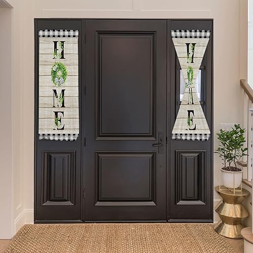 Miniatura 3 de Cortinas rústicas para puerta con diseño de magnolia para privacidad, cortinas rústicas de búfalo a cuadros, cortina para puerta francesa con