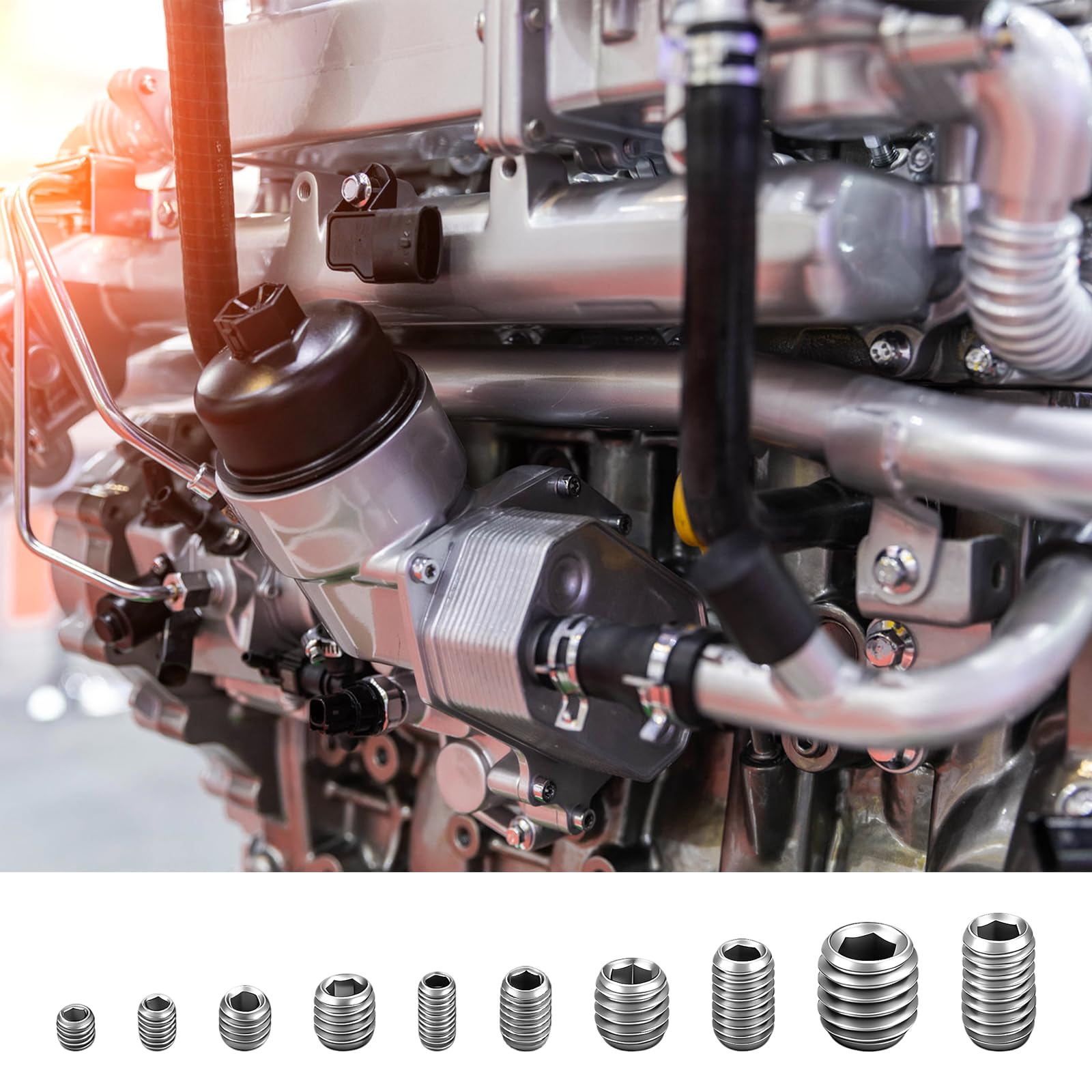 Set di 200 viti a testa esagonale, con filettatura M3, M4, M5, M6, M8, con chiave a brugola, viti a testa esagonale per macchine, viti in acciaio inox