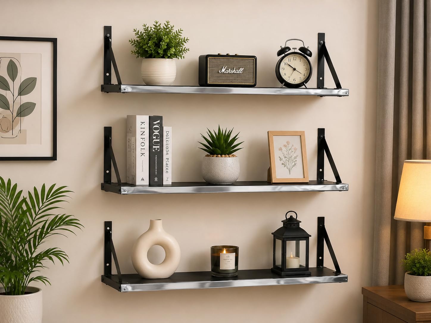 Engineered Wood Wall Shelf | Display Rack | Wall Mounted Bookshelf for Living Room, Office & Bedroom | Decorative Wall Shelf Rack Set of 3-image-15