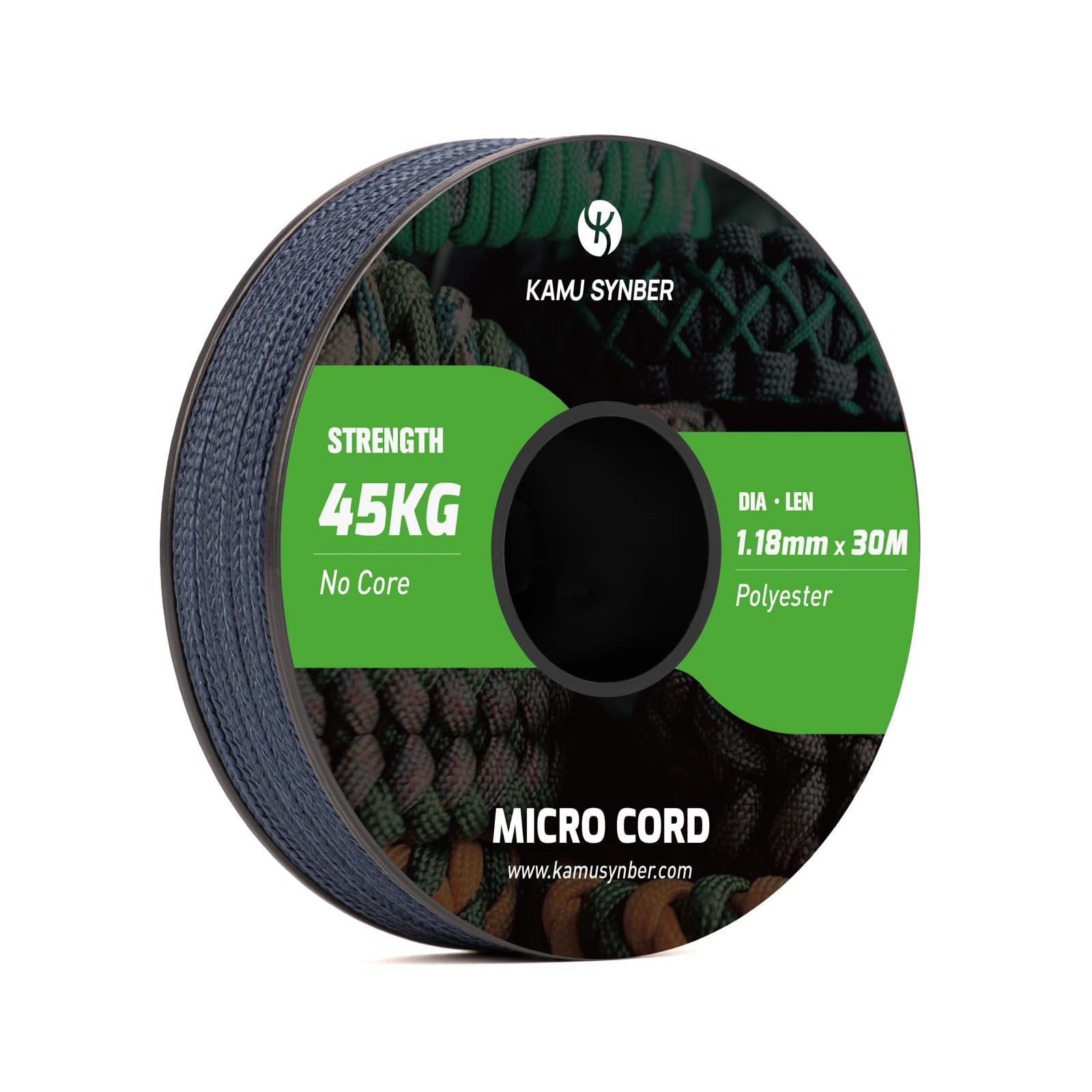 Kamu Synber Micro Cord 1.18mm Paracord Braided Rope 30m Spool for Bracelet, Crafting, Jewelry Making, Key Chains | Support 45kg | Navy Blue