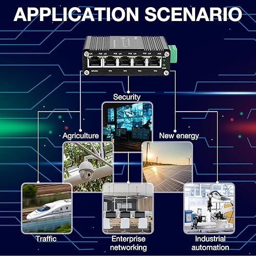 Miniatura 7 de Industrial 5 puertos POE Gigabit Switch 120W 101001000Mbps RJ45 802.3ataf Ethernet Switch Montaje en carril DIN 10Gbps Capacidad de red Switch