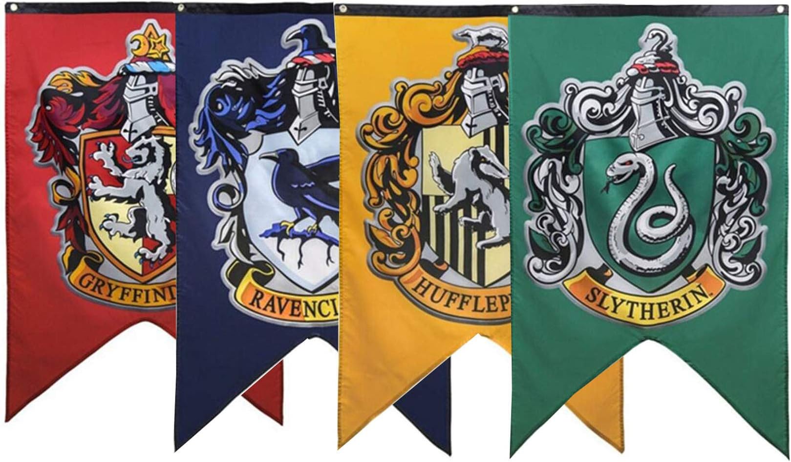 Jintong 4Pcs 30 * 50cm Gryffindor Birthday Party Supplies College Harri Flag Banners Boys Girls Kids Poter Halloween Decoration