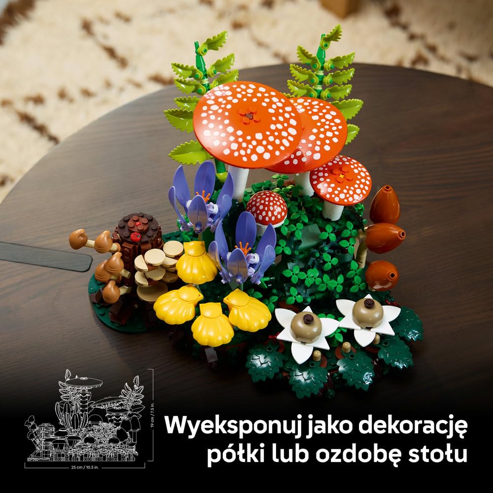 LEGO Botanicals Grzyby leśne, zestaw konstrukcyjny dla dorosłych, roślinna ozdoba do salonu z muchomorem i kwiatami, pomysł na prezent dla kobiety, mężczyzny i miłośników roślin 11505