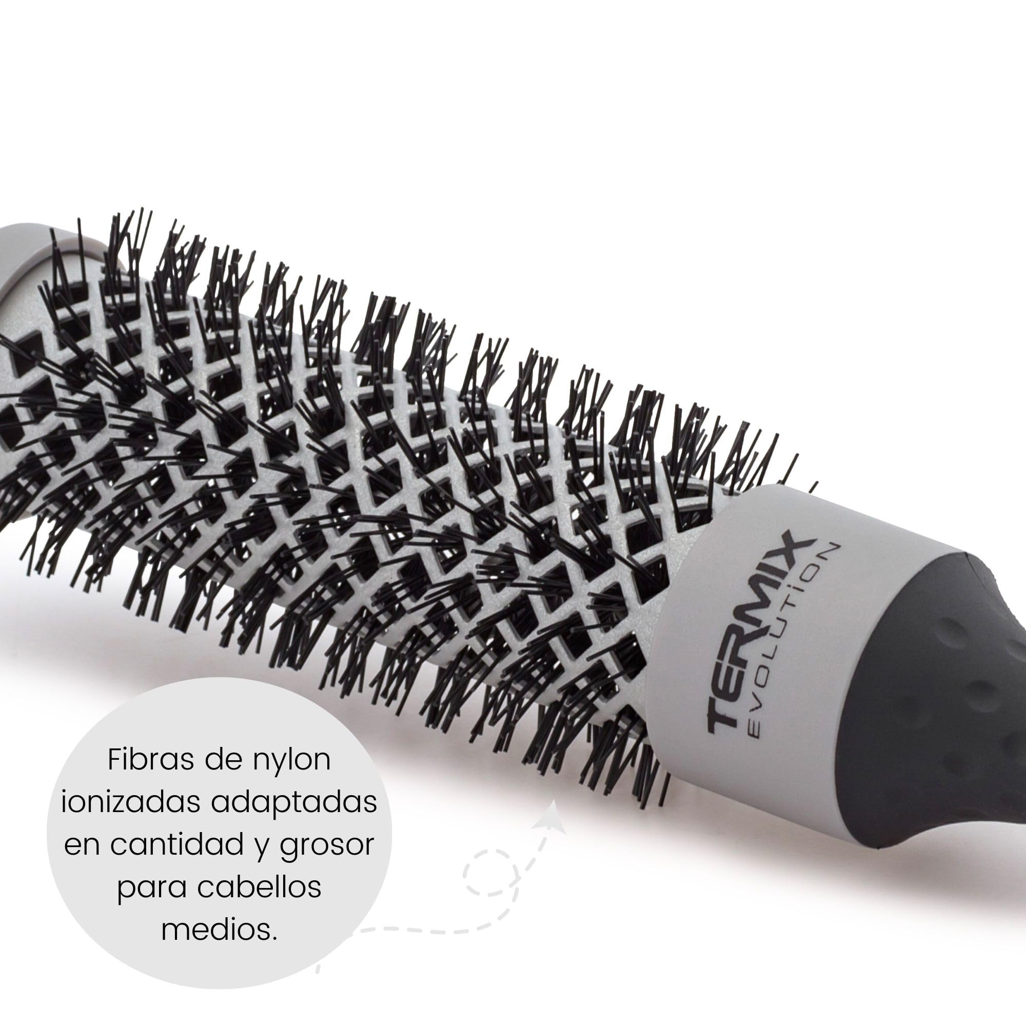 Termix Evolution Basic, Spazzola Termica Rotonda Con Fibre Appositamente Studiate Per Capelli de Medio Spessore. Disponibile In 8 Diametri E In Formato Pack, Nero, Pack 5 Diametri