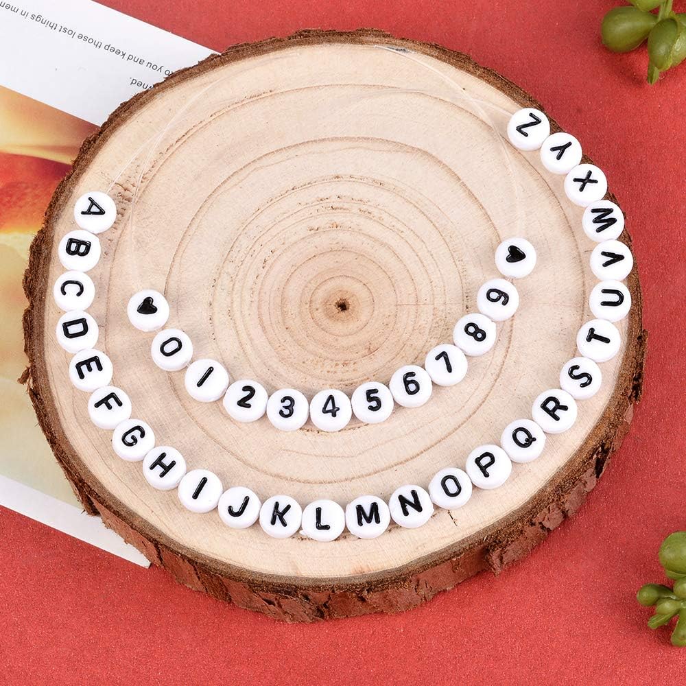 DoreenBow 1850PCS Acrylic Letter Beads A-Z Letter and Number Beads Round Alphabet Letter Beads for Valentines Day DIY Jewelry Making Valentines Bracelets Necklaces and Key Chains 7x4mm - Image 5